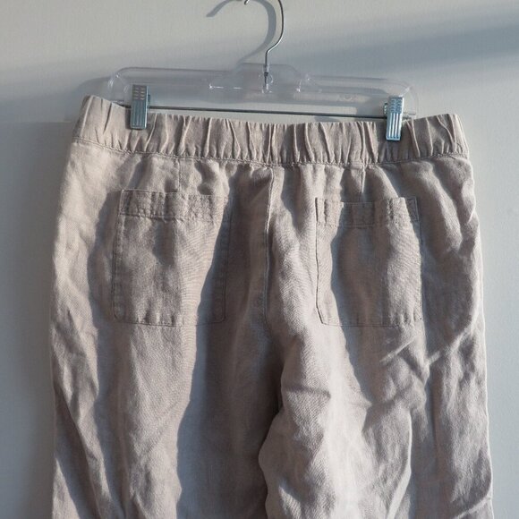 J. JILL PURE JILL 100% Linen Trapunto Stitched Cropped Pants in Cream Lagenlook - Picture 9 of 13